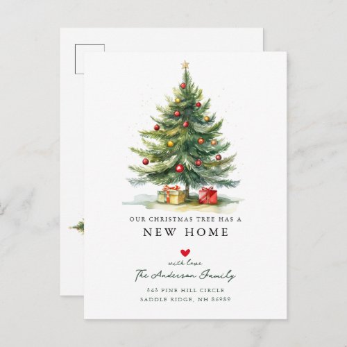 Christmas Tree New Home Moving  Announcement Postcard