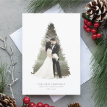 Christmas Tree Newlywed Holiday Photo Card