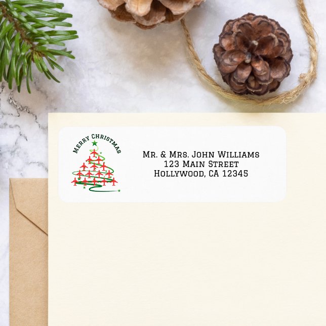 Christmas Tree of Airplanes, Minimalist Holiday Label (Creator Uploaded)