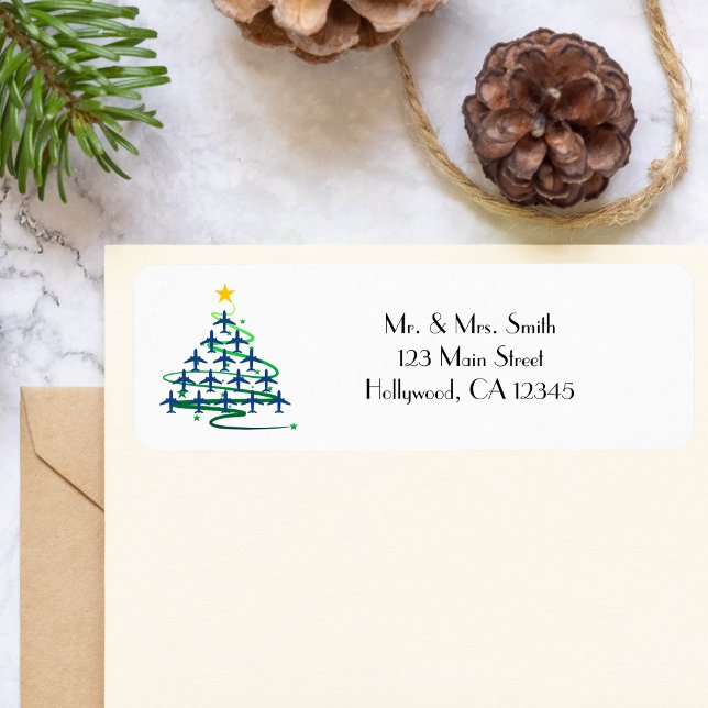 Christmas Tree of Airplanes, Minimalist Photo Label (Creator Uploaded)