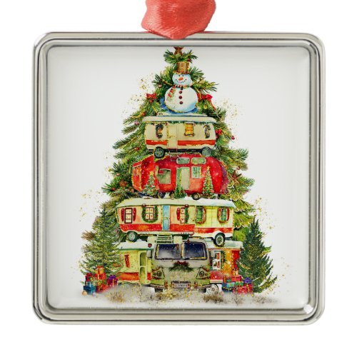 CHRISTMAS TREE OF CAMPER VANS METAL ORNAMENT