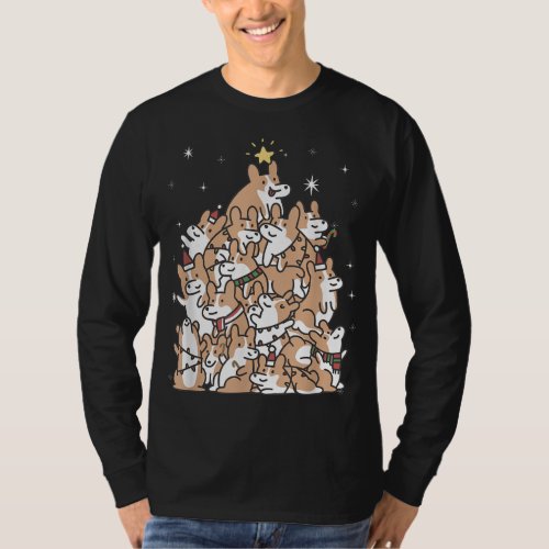 Christmas Tree Of Corgi Dog Breed Merry Xmas Light T_Shirt