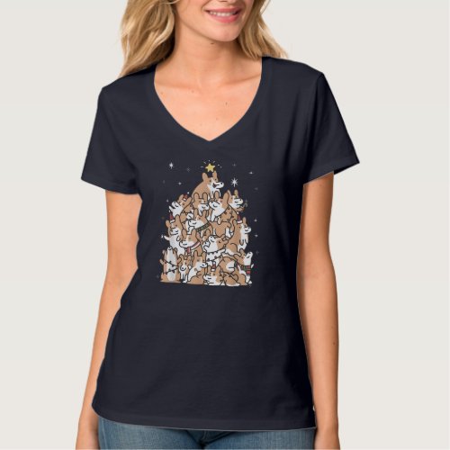 Christmas Tree Of Corgi Dog Breed Merry Xmas Light T_Shirt