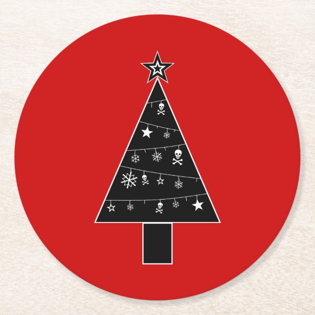 Christmas Tree of DOOM Round Paper Coaster (Front)