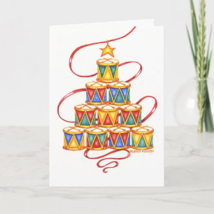 Christmas Tree Of Drums Greeting Cards