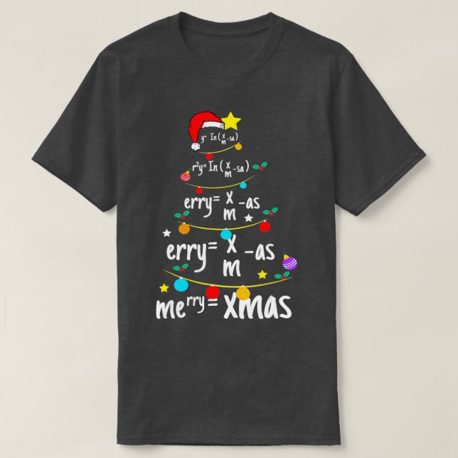 Christmas Tree of Equations Math Nerd Science Teac T-Shirt (Design Front)