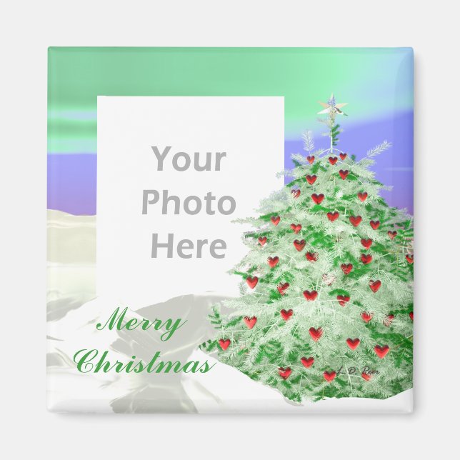Christmas Tree of Hearts (photo frame) Magnet (Front)