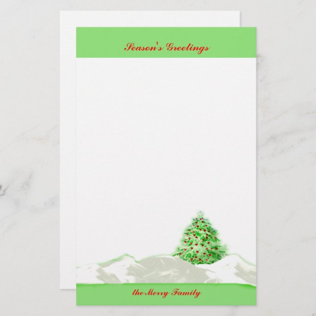 Christmas Tree of Hearts Stationery (Front/Back)