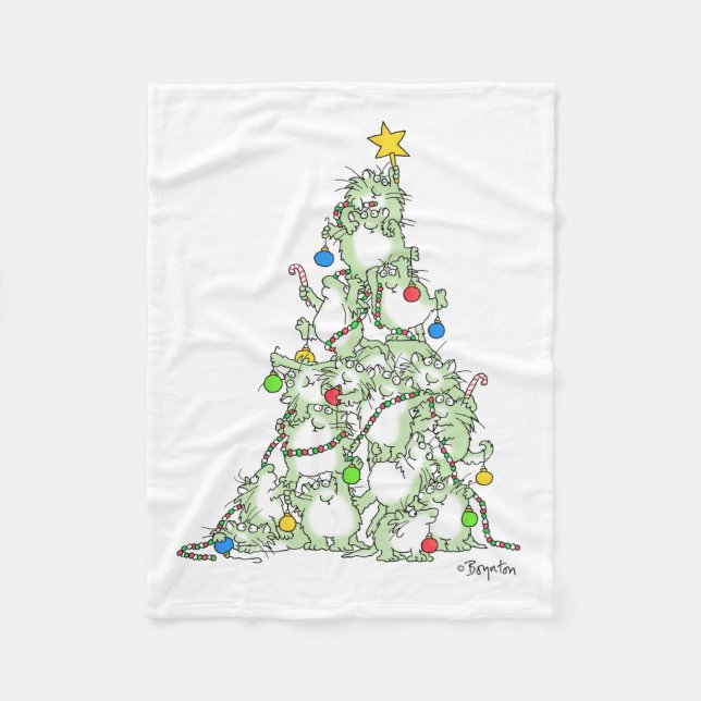 Christmas Tree of Kitties by Sandra Boynton Fleece Blanket (Front)