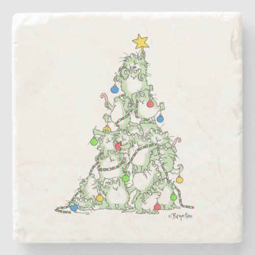 Christmas Tree of Kitties by Sandra Boynton Stone Coaster