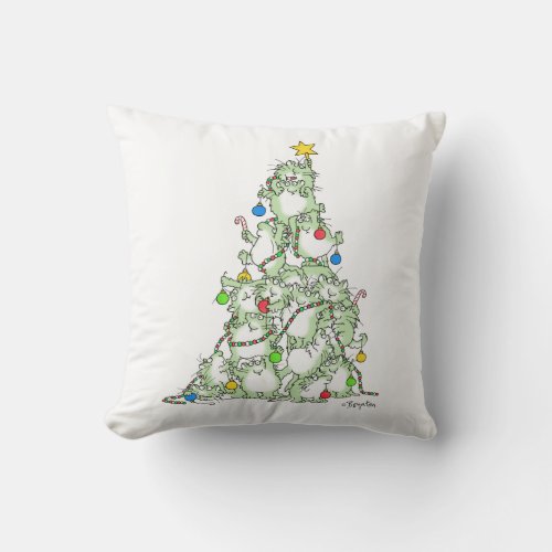 Christmas Tree of Kitties by Sandra Boynton Throw Pillow