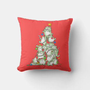 Christmas Tree of Kitties by Sandra Boynton Throw Pillow