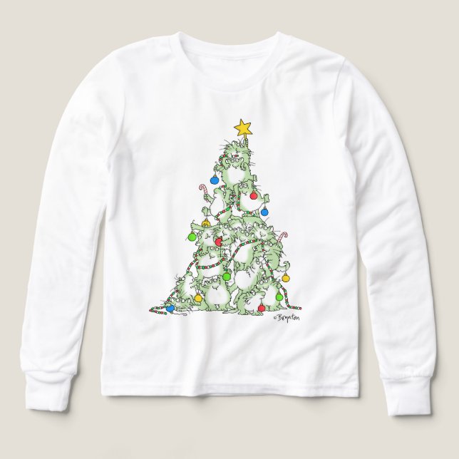 Christmas Tree of Kitties by Sandra Boynton Tri-Blend Shirts (Design Front)