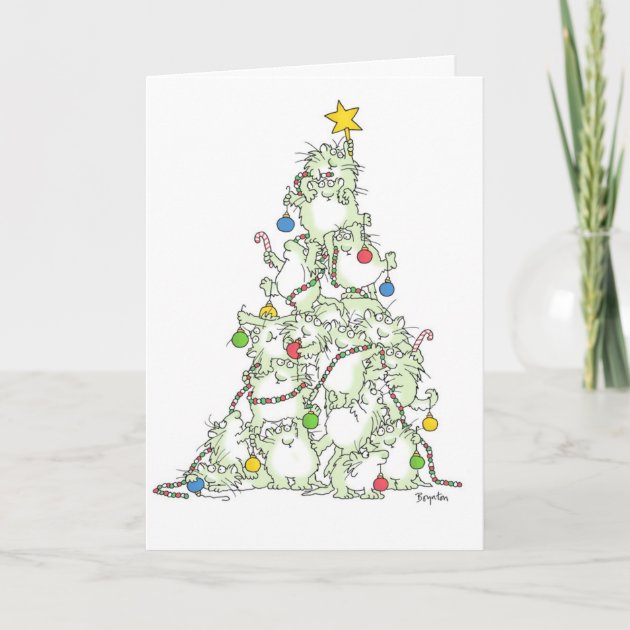 CHRISTMAS TREE OF KITTIES Invitation By Sandra Boynton