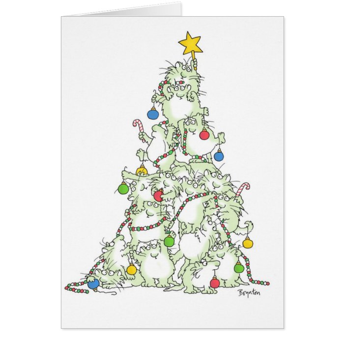 CHRISTMAS TREE OF KITTIES card by Sandra Boynton  Zazzle