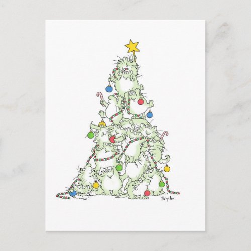 CHRISTMAS TREE OF KITTIES postcard by Boynton