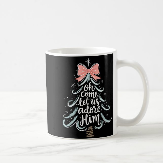 Christmas Tree Oh Come Let Jesus Us Adore Him Coqu Coffee Mug (Right)