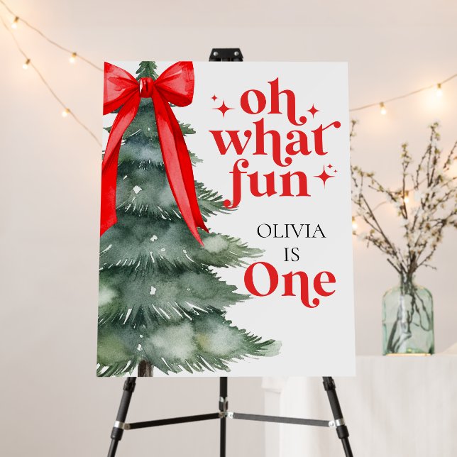 Christmas Tree Oh What Fun 1st Birthday Foam Board (In Situ (Stand))