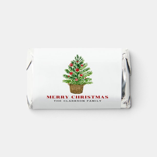 Christmas Tree on a Wicker Basket Merry Christmas Hershey's Miniatures (Front)