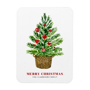 Christmas Tree on a Wicker Basket Merry Christmas Magnet
