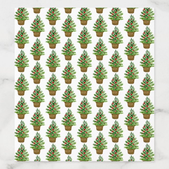 Christmas Tree on a Wicker Basket Pattern Holiday Envelope Liner (Design)