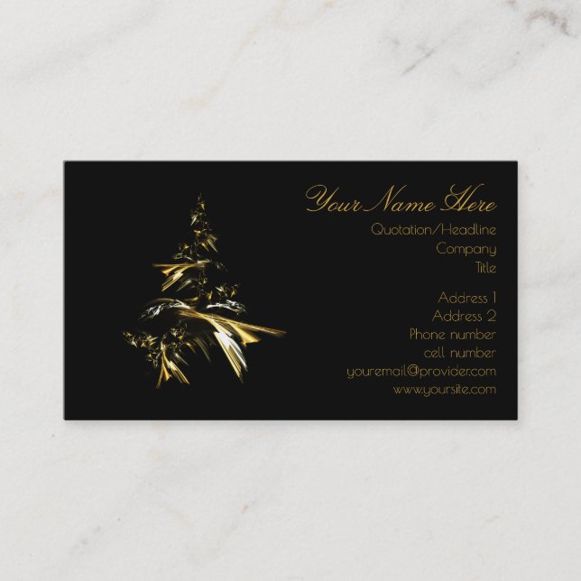 Christmas Tree on Black 001 Business Card (Front)