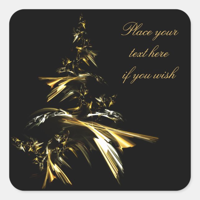 Christmas Tree on Black 001 Square Sticker (Front)