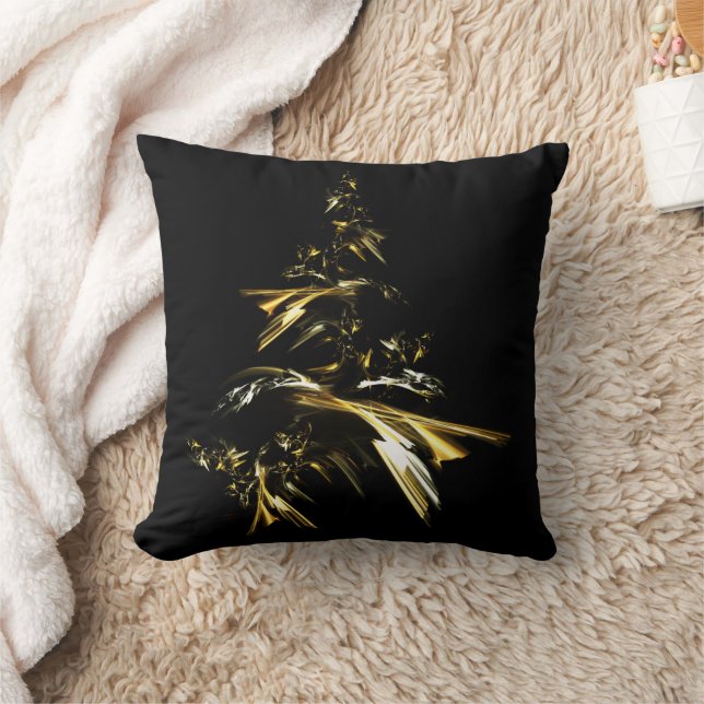 Christmas Tree on Black 001 Throw Pillow (Blanket)