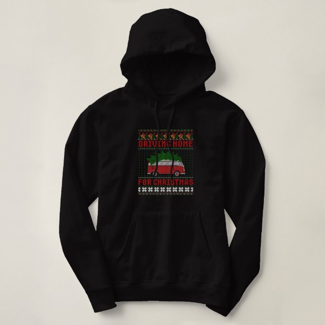Christmas Tree On Car Van Xmas Ugly Sweater T-Shir (Design Front)
