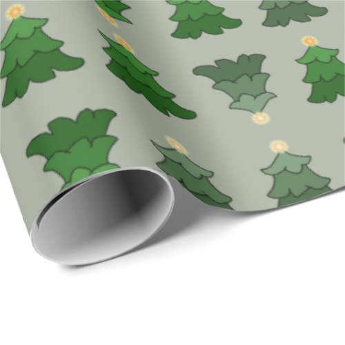 Christmas Tree on Custom Silver Wrapping Paper