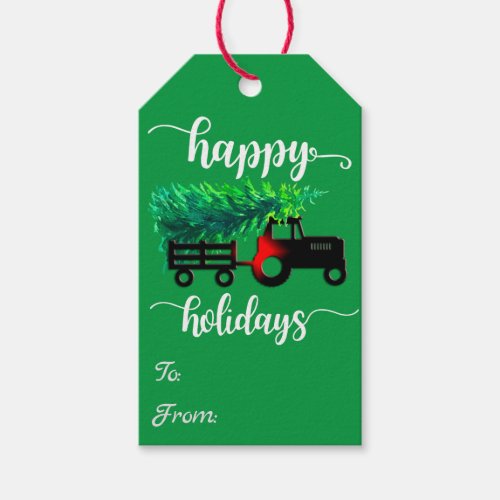 Christmas Tree on Farm Truck Personalized Gift Tags