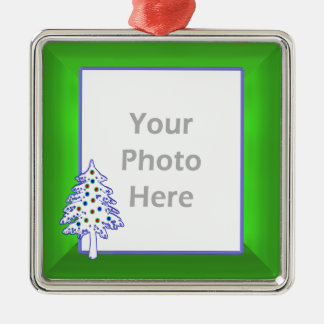 Christmas Tree on Green for Photo Metal Ornament