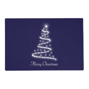 Christmas Tree on Navy Blue Placemat