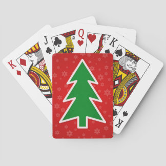 Christmas Tree on Red background Poker Cards