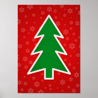 Christmas Tree on Red background Poster
