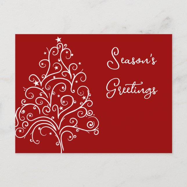 Christmas Tree on Red Business Seasons Greetings Postcard (Front)