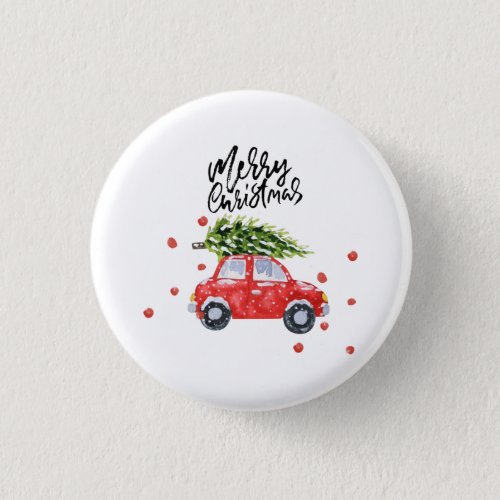 Christmas tree on red car  button