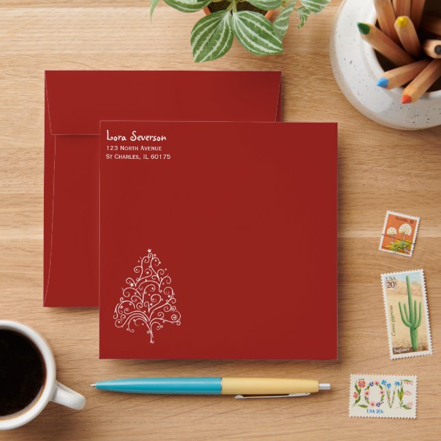 Christmas Tree on Red Envelope (Desk)