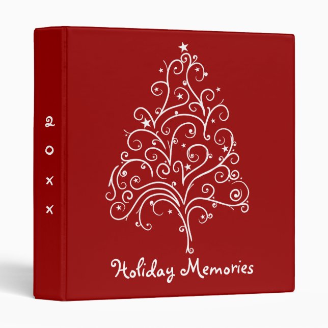 Christmas Tree on Red Holiday Memories Binder (Front/Spine)