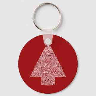 Christmas Tree on Red Keychain