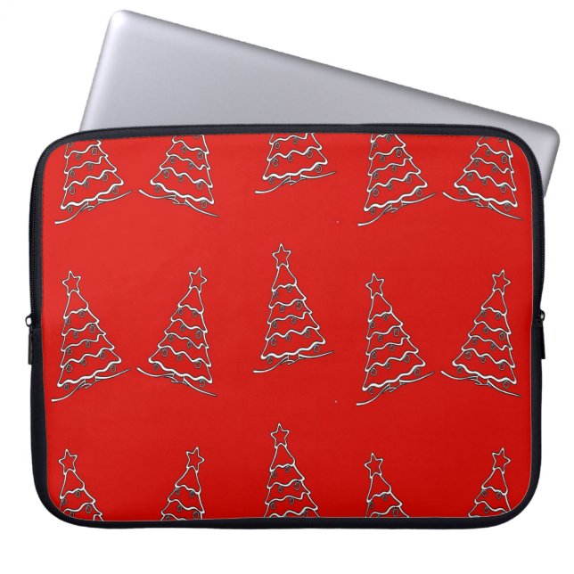 Christmas tree on red laptop sleeve (Front)