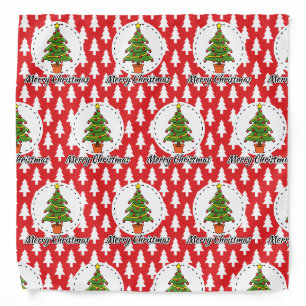 Christmas Tree on Red Pines Pattern - Merry Xmas Bandana