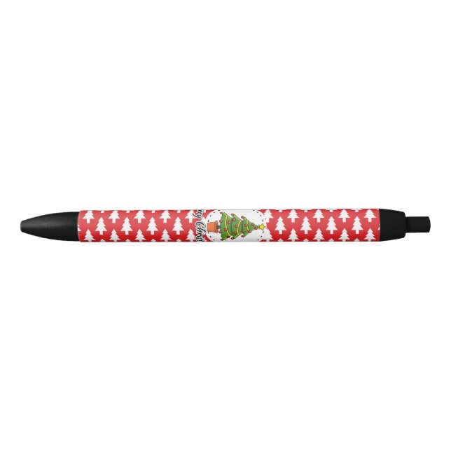 Christmas Tree on Red Pines Pattern - Merry Xmas Pen (Front)