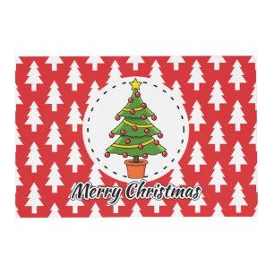 Christmas Tree on Red Pines Pattern - Merry Xmas Placemat