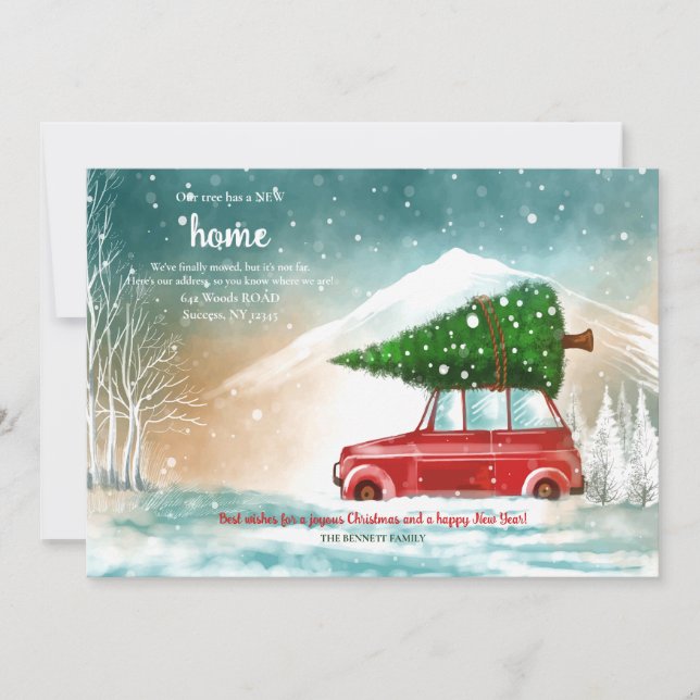 Christmas Tree on Top of Car Moving Announcement (Front)