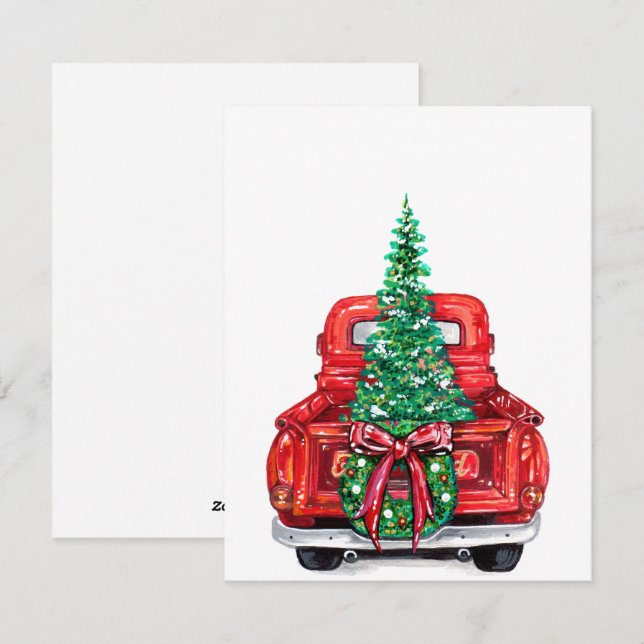 christmas tree on truck  holiday card (Front/Back)