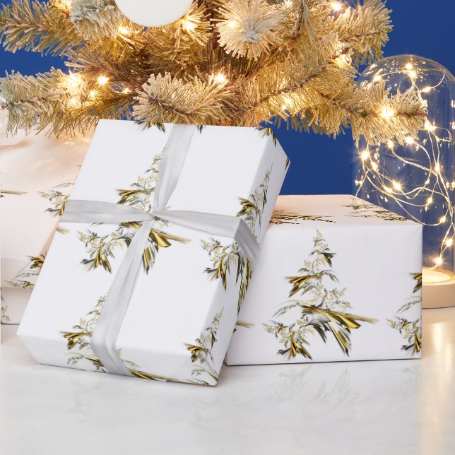 Christmas Tree on White 001 Wrapping Paper (Holidays)
