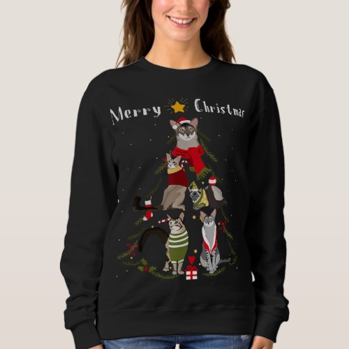 Christmas Tree Oriental Longhair Cat Lover Xmas Sweatshirt