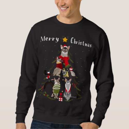 Christmas Tree Oriental Longhair Cat Lover Xmas Sweatshirt