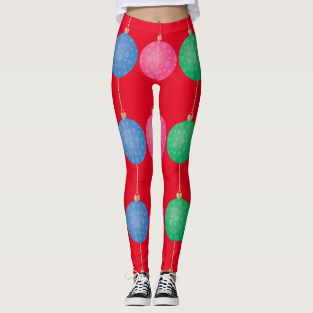 Christmas Tree Ornament Balls Thunder_Cove Leggings (Front)
